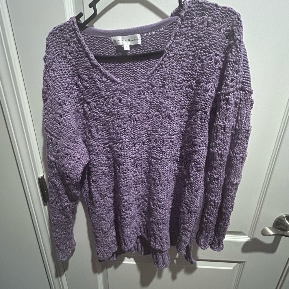 Chelsea & Theodore Lavender V-Neck Sweater